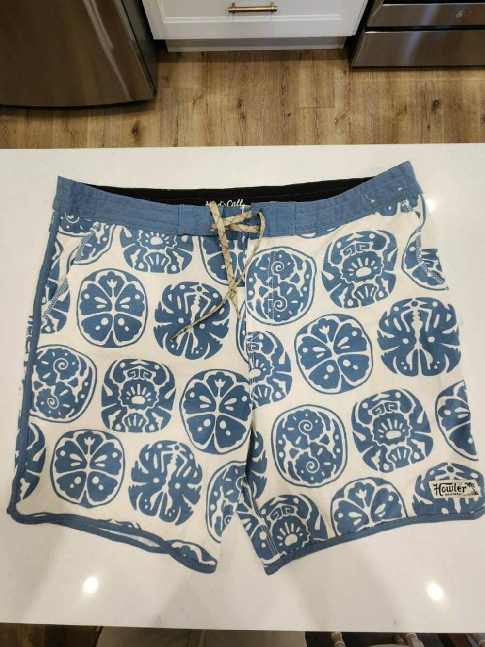 Howler Bros Shorts Mens 38 Blue Aztec Print Swimming Board Shorts Vintage